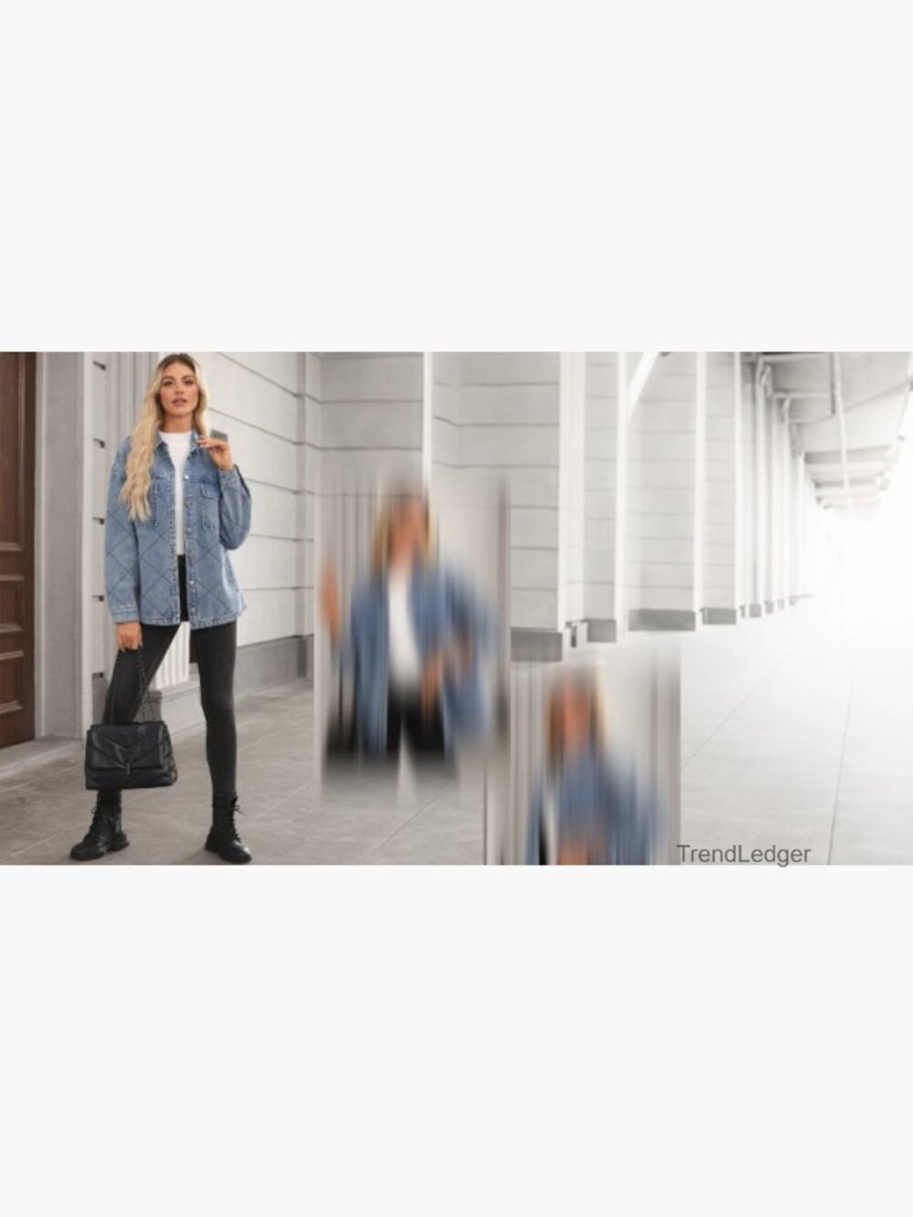 Oversized Denim Shacket with Pockets Relaxed Fit Button Down Coat - Picture 5 of 6